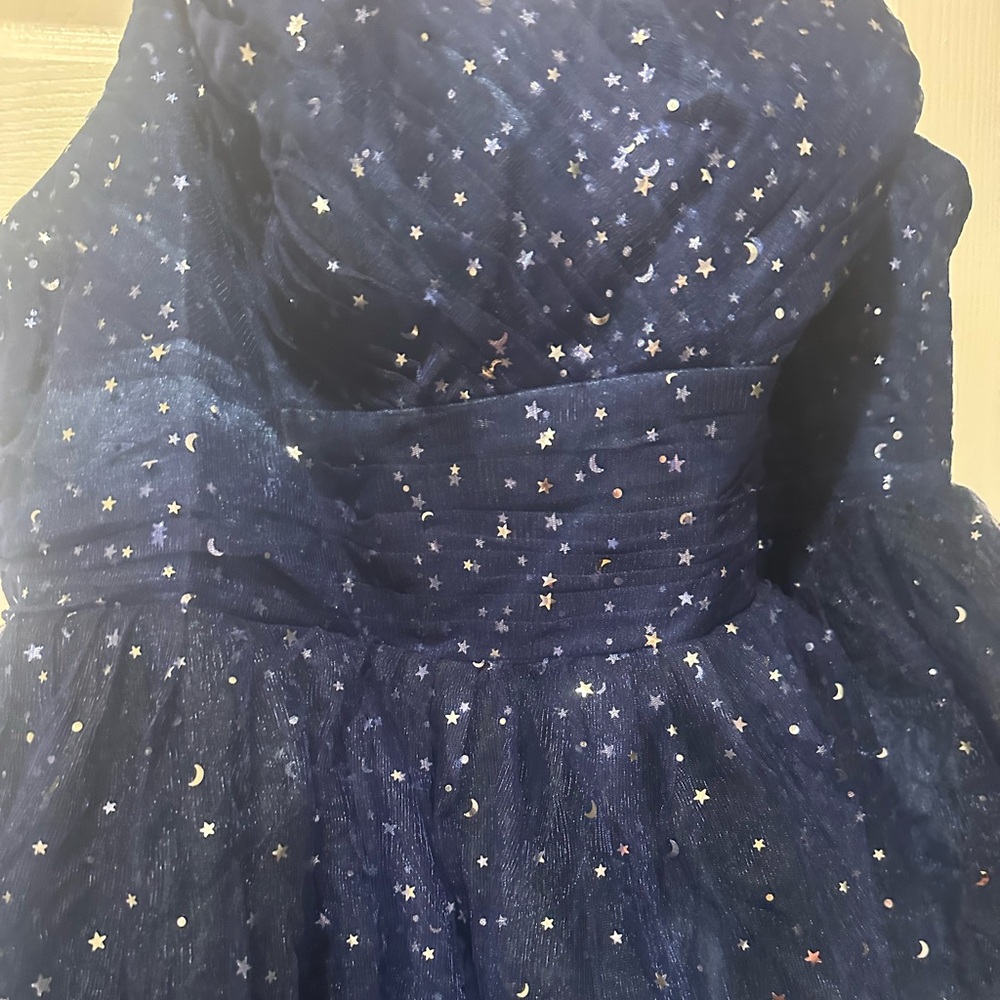 Chic Navy Blue High Low Dress - Picture 3 of 3